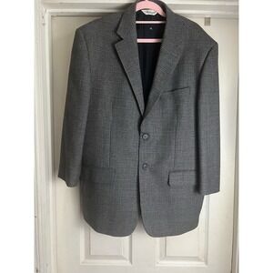 PRONTO UOMO Men's Blazer Gray Black Check Sport Coat 2-Button Jacket 44R Classic